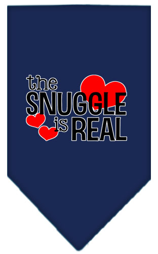 The Snuggle is Real Screen Print Bandana Navy Blue large